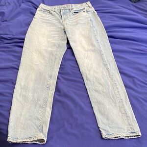 Super High-Rise Ankle Straight Jeans - Light Blue